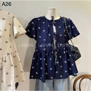 Babydoll hoa nhí buộc dây nơ tay bồng đi chơi đi học đều xinh LAVIAN A26