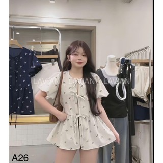 Babydoll hoa nhí buộc dây nơ tay bồng đi chơi đi học đều xinh LAVIAN A26