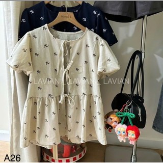 Babydoll hoa nhí buộc dây nơ tay bồng đi chơi đi học đều xinh LAVIAN A26