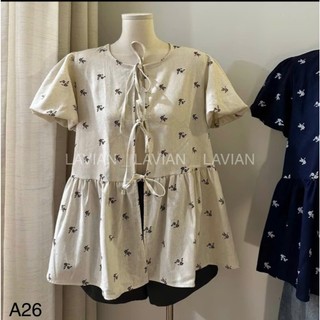 Babydoll hoa nhí buộc dây nơ tay bồng đi chơi đi học đều xinh LAVIAN A26
