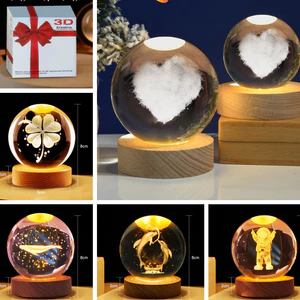3D vũ trụ thủy tinh pha lê bóng ánh sáng ban đêm với mô hình rất đẹp bên trong đèn trang trí cho bạn gái