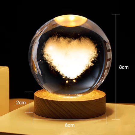 3D vũ trụ thủy tinh pha lê bóng ánh sáng ban đêm với mô hình rất đẹp bên trong đèn trang trí cho bạn gái