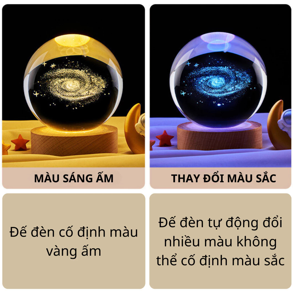 3D vũ trụ thủy tinh pha lê bóng ánh sáng ban đêm với mô hình rất đẹp bên trong đèn trang trí cho bạn gái