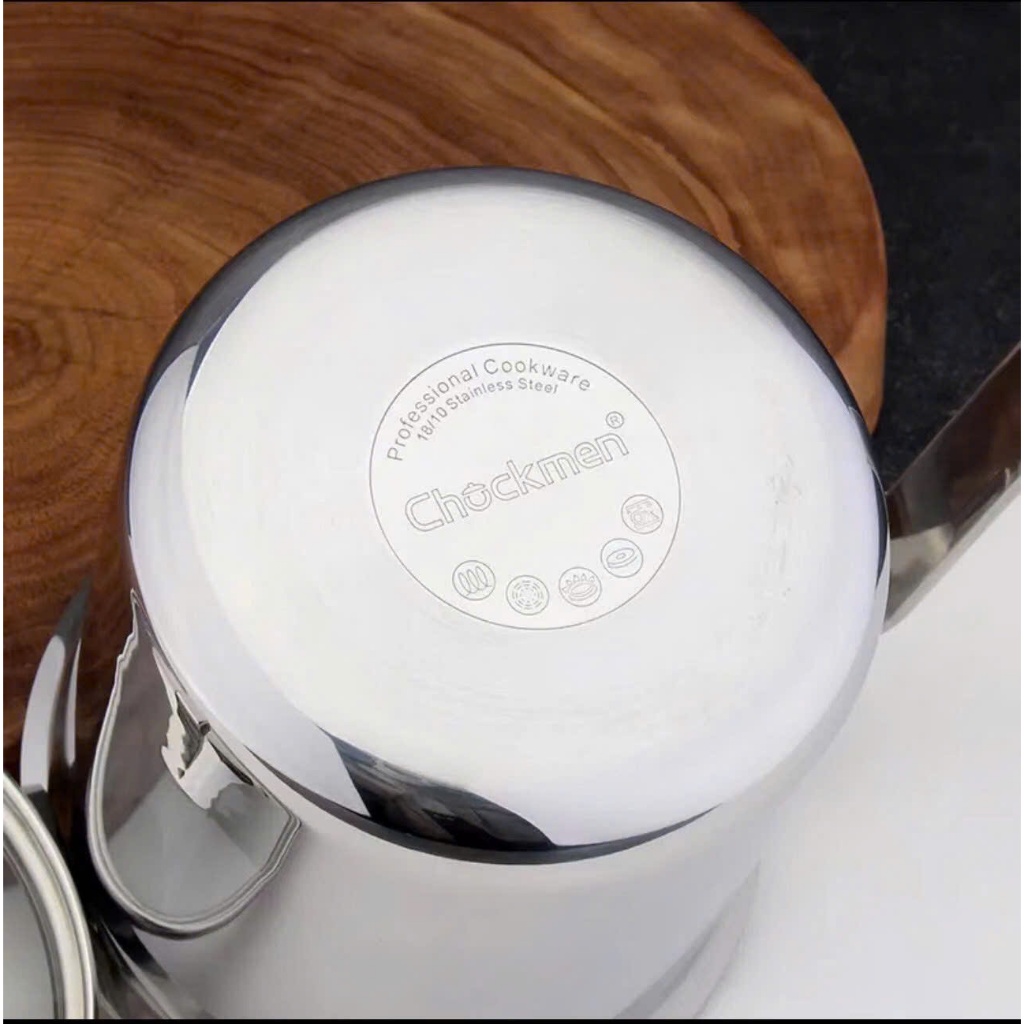 Ca Inox Chockmen 1L Đun Nấu Được Kèm Nắp Kính, Ca Đong Inox Kèm Nắp CKM206