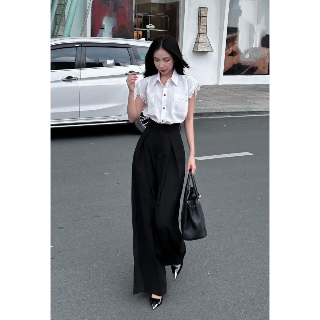 Quần tây ống rộng Joolate dáng suông culottes xếp ly chất GOLD tôn dáng 382 P13K12