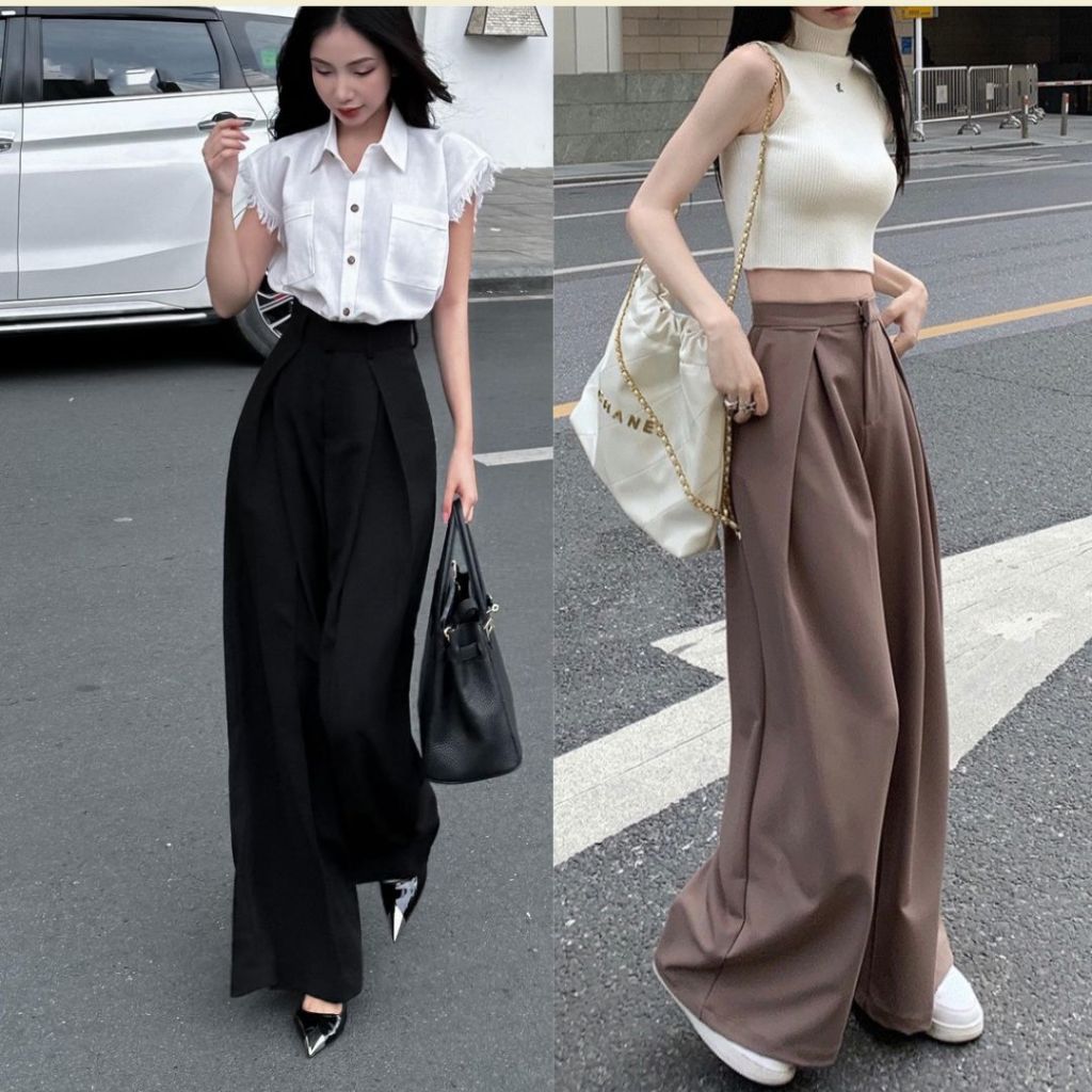 Quần tây ống rộng Joolate dáng suông culottes xếp ly chất GOLD tôn dáng 382 P13K12