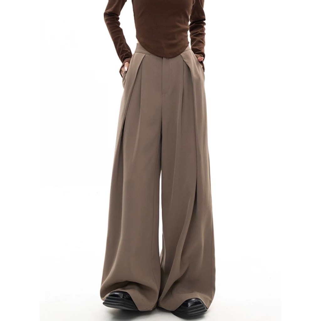 Quần tây ống rộng Joolate dáng suông culottes xếp ly chất GOLD tôn dáng 382 P13K12