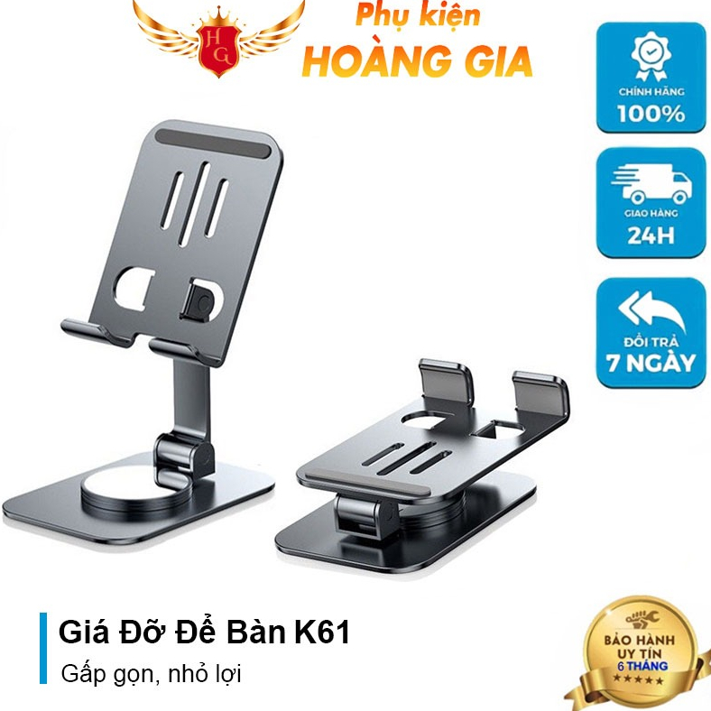 Giá đỡ điện thoại xoay 360 độ chất liệu NHÔM cao cấp sang trọng làm việc học tập live – PK Hoàng gia