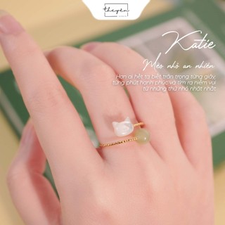 Katie - Nhẫn Mèo Nhỏ An Nhiên - Ngọc Bích Hetian - Quà Tặng Dễ Thương Ý Nghĩa May Mắn, Bình An