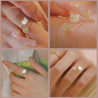 Katie - Nhẫn Mèo Nhỏ An Nhiên - Ngọc Bích Hetian - Quà Tặng Dễ Thương Ý Nghĩa May Mắn, Bình An