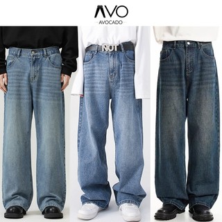 Quần Jean bò baggy nam nữ Xanh Đen RETRO Avocado ống rộng dáng suông xuông cạp cao nam bigsize 27-36