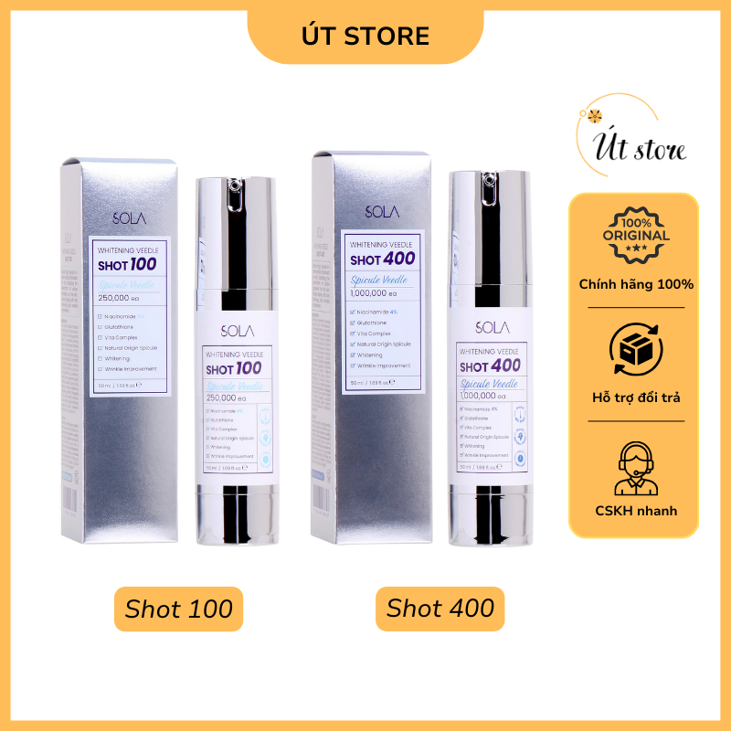Vi nám chuyên sâu Sola whitening reedle shot 100 / 400 serum 50ml, Giảm thâm nám, làm đều màu da