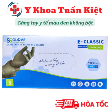 ✅ Găng tay y tế màu đen không bột Ezcare / SSglove, bao tay y tế đen dùng trong phun xăm