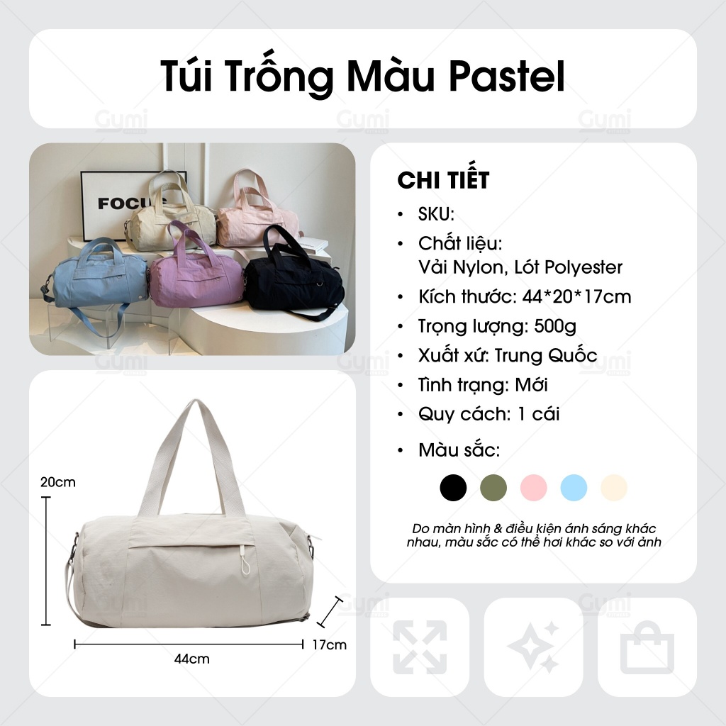 Túi Trống Thể Thao Màu Pastel - Đeo Chéo & Xách Tay, Phong Cách Hiện Đại - TuiTrongPastel