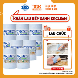 [Combo 10] Cuộn khăn giấy lau bếp xanh KRCLEAN 2000 tờ 20x20cm - Khăn lau bếp thấm hút đa năng, lau chén bát, lau tay