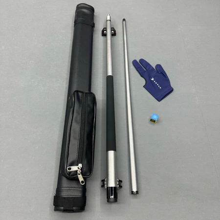 Cơ bida lỗ phủ carbon Grama xám - đầu cơ tẩy kính (tặng kèm combo bao da, găng tay và lơ) - cơ bi-a Grama Xám