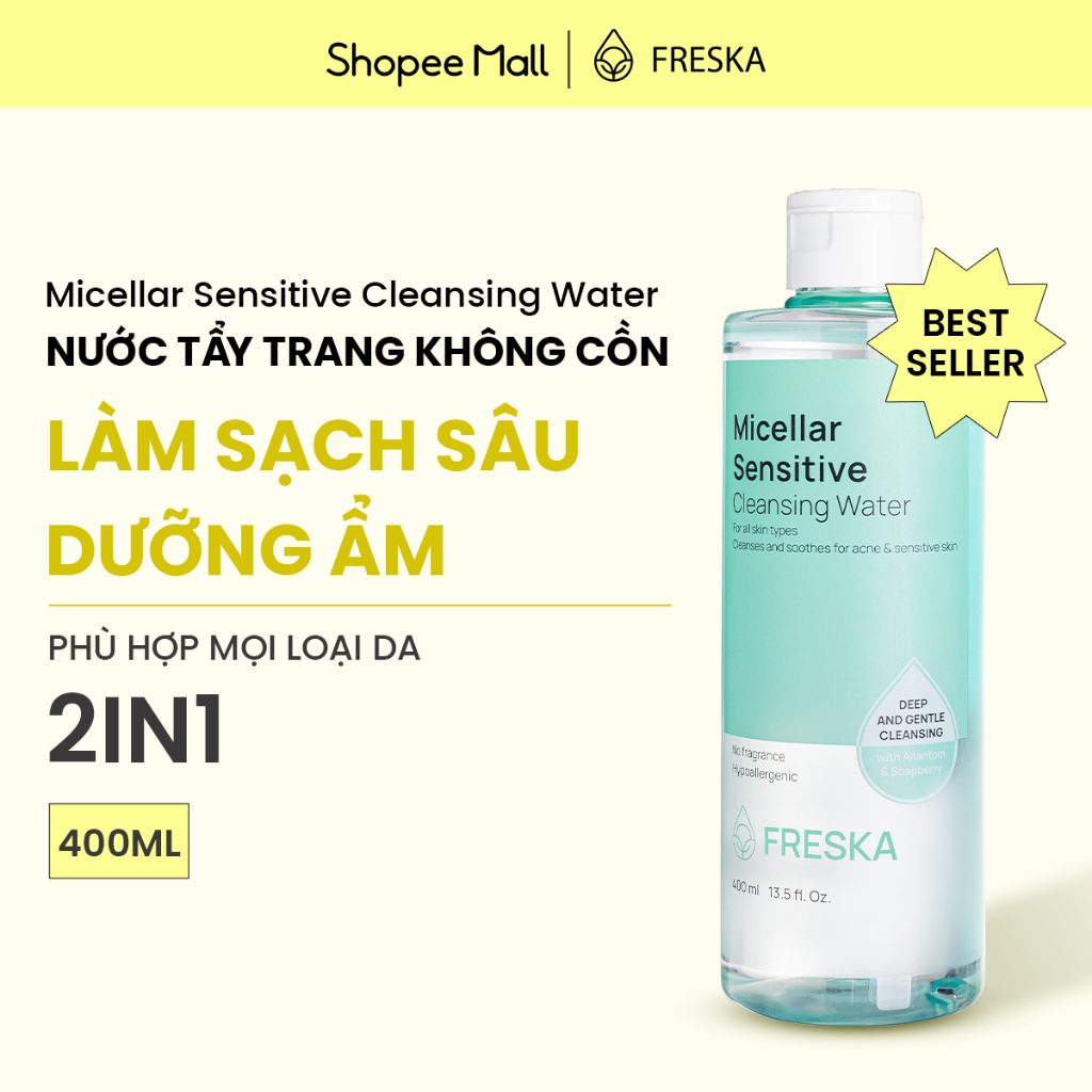 Ảnh Bộ đôi Nước Tẩy Trang Freska  Micellar 400ML + Nước Hoa Hồng Freska HA5 Essence 210ml 2