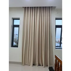 Rèm Cửa Cao Cấp, Vải Lụa, Rèm Khoen, Màu Vàng Kem, Không Họa Tiết,Trang Trí Phòng Ngủ, Phòng Khách Sang Trọng, Tinh Tế
