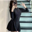 DB073 TNH [Size M,L,XL]Bikini đồ bơi đi biển một mảnh dây kéo đen phối xám form váy có quần bảo hộ HAN.T SHOP