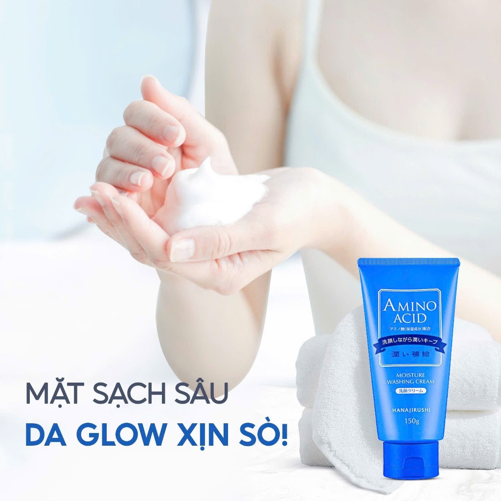 Sữa Rửa Mặt Sạch Sâu HANAJIRUSHI Moisture Washing Cream 150g, Loại Bỏ Bã Nhờn, Dưỡng Ẩm