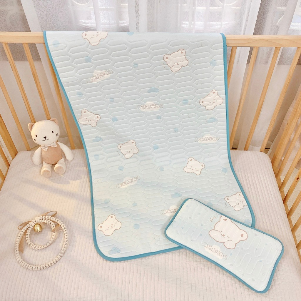 Ảnh Bộ Chiếu Điều Hòa Kèm Gối Tencel MONONA Cao Cấp, Thoáng Mát, Êm Ái An Toàn Cho Da Bé 60x120cm IQKao 2