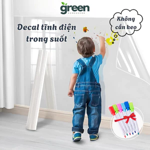 Decal Tĩnh Điện Trong Suốt Không Dùng Keo GreenHome, Giấy Dán Bảo Vệ Tường Chống Bẩn Dễ Lau Chùi