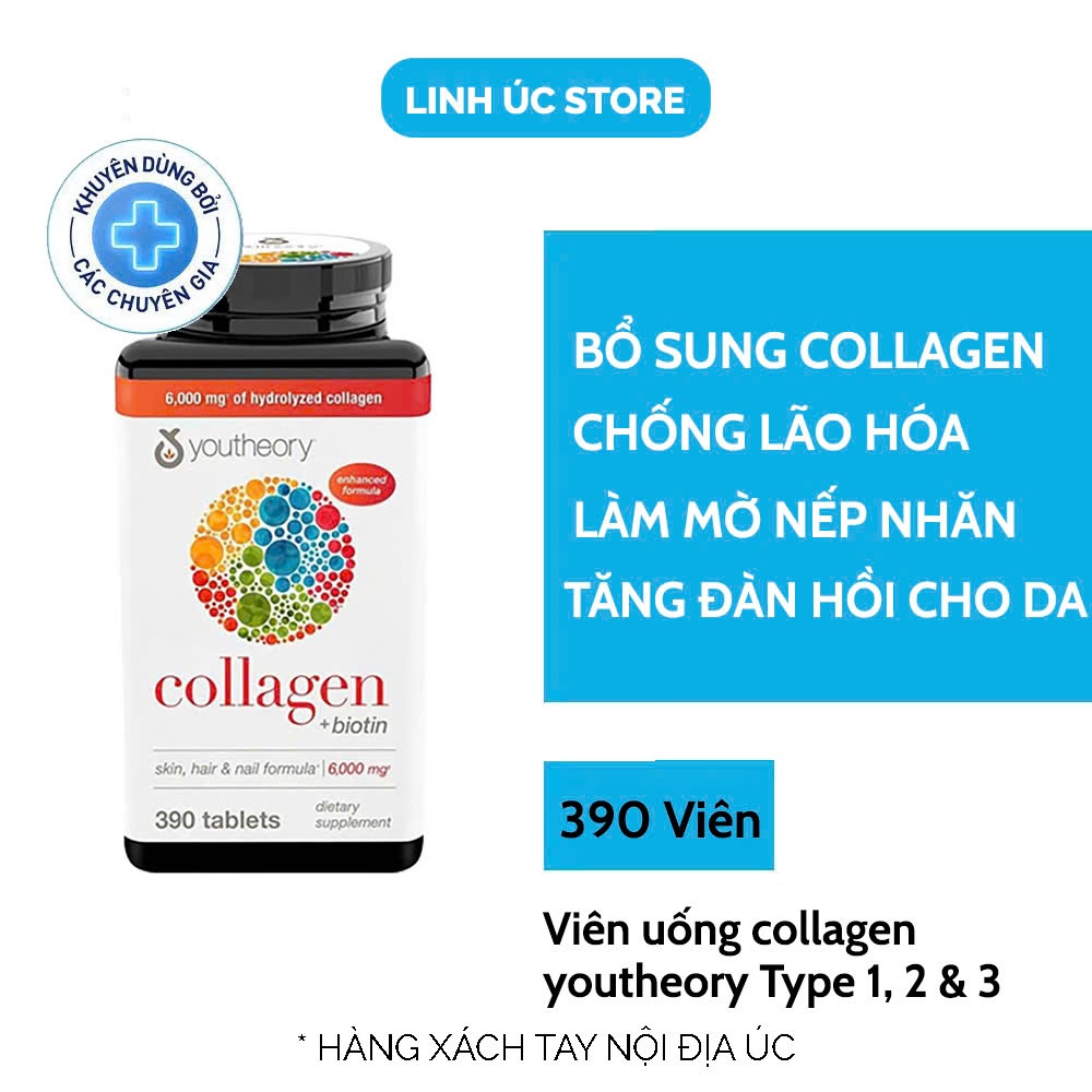 Viên uống Collagen Youtheory - Collagen Biotin Mỹ hỗ trợ tăng độ đàn ...