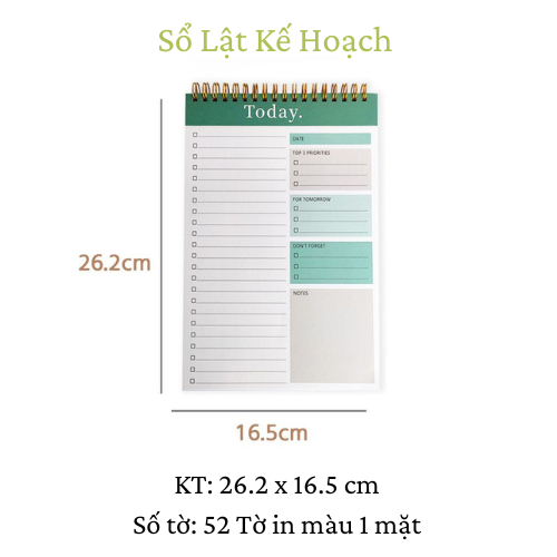 Sổ Tay Kế Hoạch 5 Phút, Sổ Kế Hoạch Hằng Ngày 52 Tờ In Màu, Sổ Planner Lật Dọc Giấy 100GSM Dày Dặn