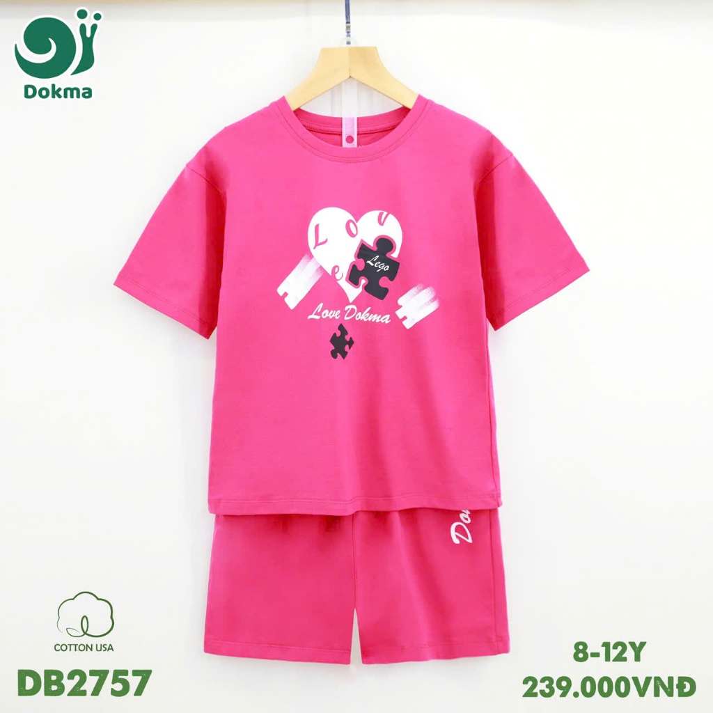 (25-42kg, 8-12Y)  Bộ Cộc Bé Gái Năng Động Dokma DB2646 DB2647 DB2757 DB3032 DB3037