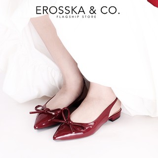 EROSSKA - Giày cao gót slingback mũi nhọn phối nơ kiểu dáng thanh lịch màu đen cao 2cm - EH059