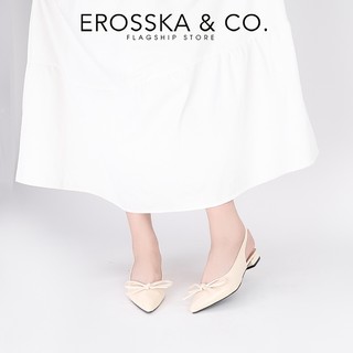 EROSSKA - Giày cao gót slingback mũi nhọn phối nơ kiểu dáng thanh lịch màu đen cao 2cm - EH059