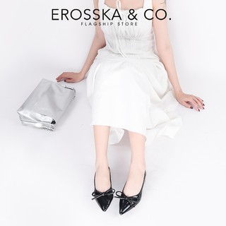 EROSSKA - Giày cao gót slingback mũi nhọn phối nơ kiểu dáng thanh lịch màu đen cao 2cm - EH059