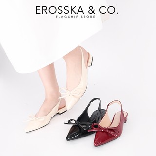 EROSSKA - Giày cao gót slingback mũi nhọn phối nơ kiểu dáng thanh lịch màu đen cao 2cm - EH059