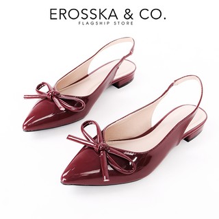 EROSSKA - Giày cao gót slingback mũi nhọn phối nơ kiểu dáng thanh lịch màu đen cao 2cm - EH059