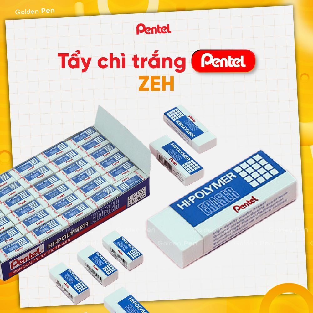 Ảnh Tẩy Chì Không Bụi Hi-Polymer Pentel ZEH An Toàn Cho Sức Khỏe Tẩy Sạch Mọi Loại Chì Hạn Chế Bụi Tẩy 1