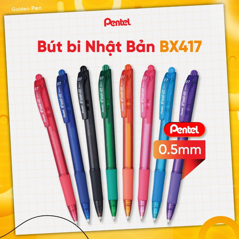 Ảnh Bút Bi Bấm Ngòi 0.7mm Pentel BX417 Trơn Mượt Không Đọng Mực Nét Viết Êm Mịn Không Tắc Mực 1