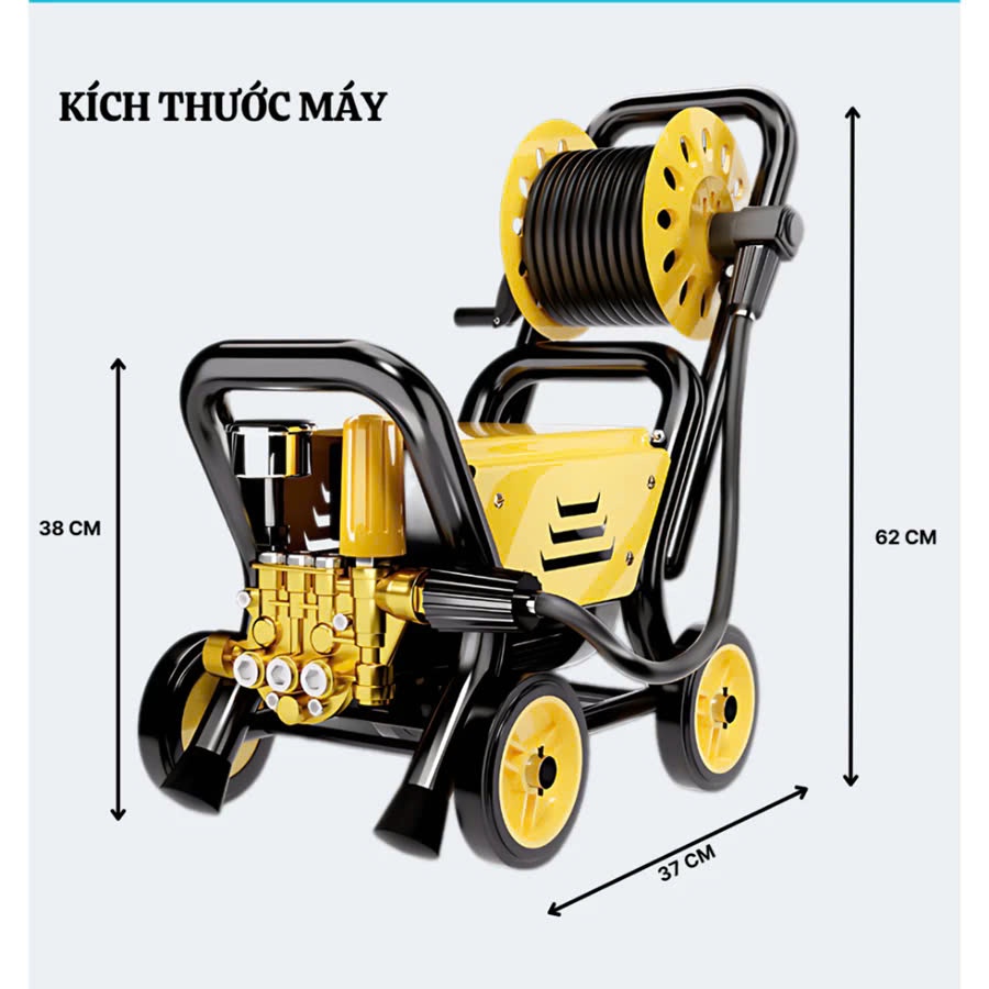 Máy rửa xe cao cáp KAW, lõi đồng dây 20m, Phun xa 10M, Áp Lực Cao Rửa Xe Máy, Ô Tô, Bảo Hành12Tháng