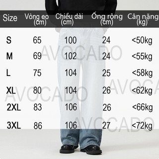 Quần Jean bò baggy nam nữ Xanh Đen RETRO Avocado ống rộng dáng suông xuông cạp cao nam bigsize 27-36