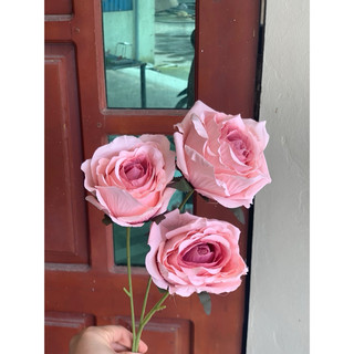hồng pháp 3 bông 60 cm-hoa hồng giả trang trí