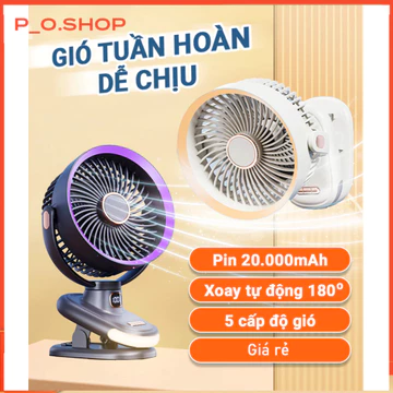 【🔥Rẻ】Quạt Mini Xoay tự động, Quạt tích điện mini, quạt kẹp tích điện 7 inch, kẹp bàn ,xe đẩy pin 10000mAh