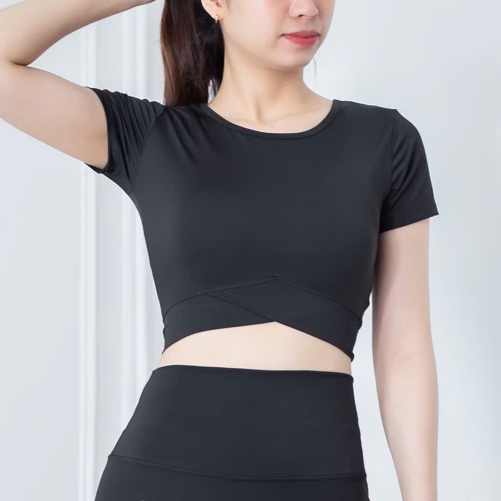 Áo Cộc Tay Thời Trang Hottrend Gladimax, Áo Thun Croptop Vạt Tim Co Giãn 4 Chiều Thoáng Khí Cá Tính