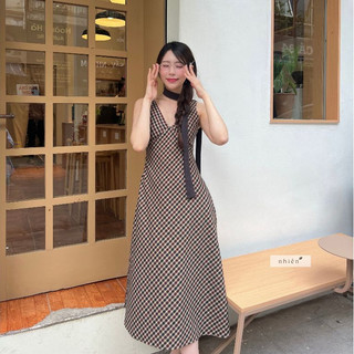 Đầm maxi - Đầm maxi thiết kế caro dáng dài JANNIS nhiennhienvintage NDL00004