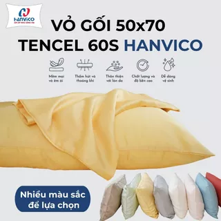 Vỏ gối Lụa Hanvico Tencel 60s trơn màu 50x70cm,áo gối 100% Tencel 60s cao cấp, chất lượng,chính hãng