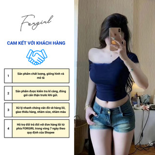 Áo thun trễ vai Forgirl áo thun lệch vai tay ngắn form ôm body chất cotton bozip mềm mại T112