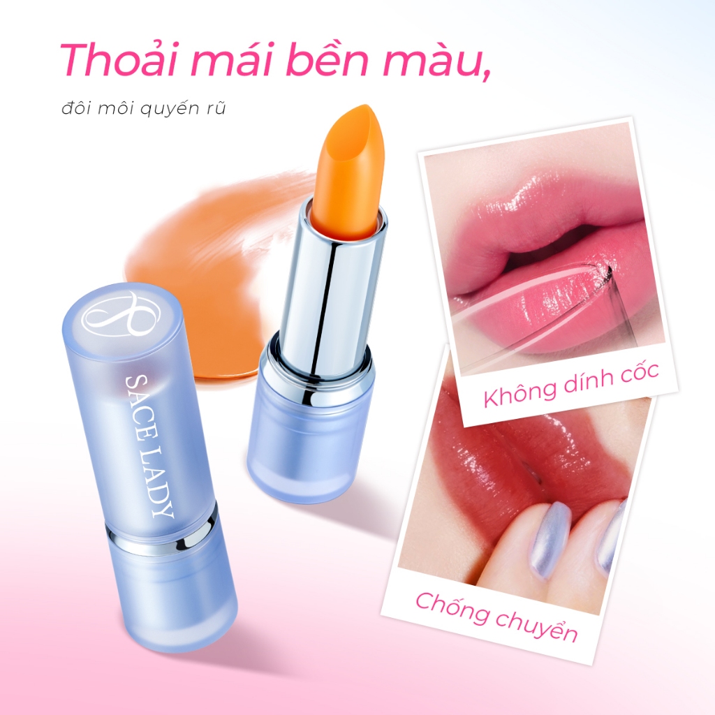 Son Dưỡng Môi SACE LADY Thay Đổi Màu Sắc Dưỡng Âm Mịn Màng Trang Điểm Môi Nhẹ Nhàng 3.5g