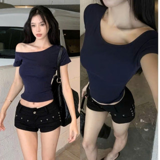 Áo thun trễ vai Forgirl áo thun lệch vai tay ngắn form ôm body chất cotton bozip mềm mại T112