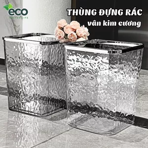 Thùng Đựng Rác Trong Suốt Vân Kim Cương ECO, Xô Trong Suốt Đa Năng Đựng Rác Phòng Khách Sang Trọng