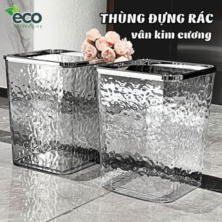 Thùng Đựng Rác Trong Suốt Vân Kim Cương ECO, Xô Trong Suốt Đa Năng Đựng Rác Phòng Khách Sang Trọng