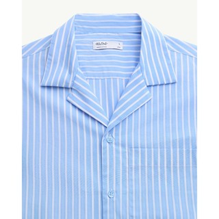 Áo Sơ Mi Nam Ngắn Tay Vải Cotton Kẻ Sọc Cổ Curban Form Loose - Routine 10S25SHS005