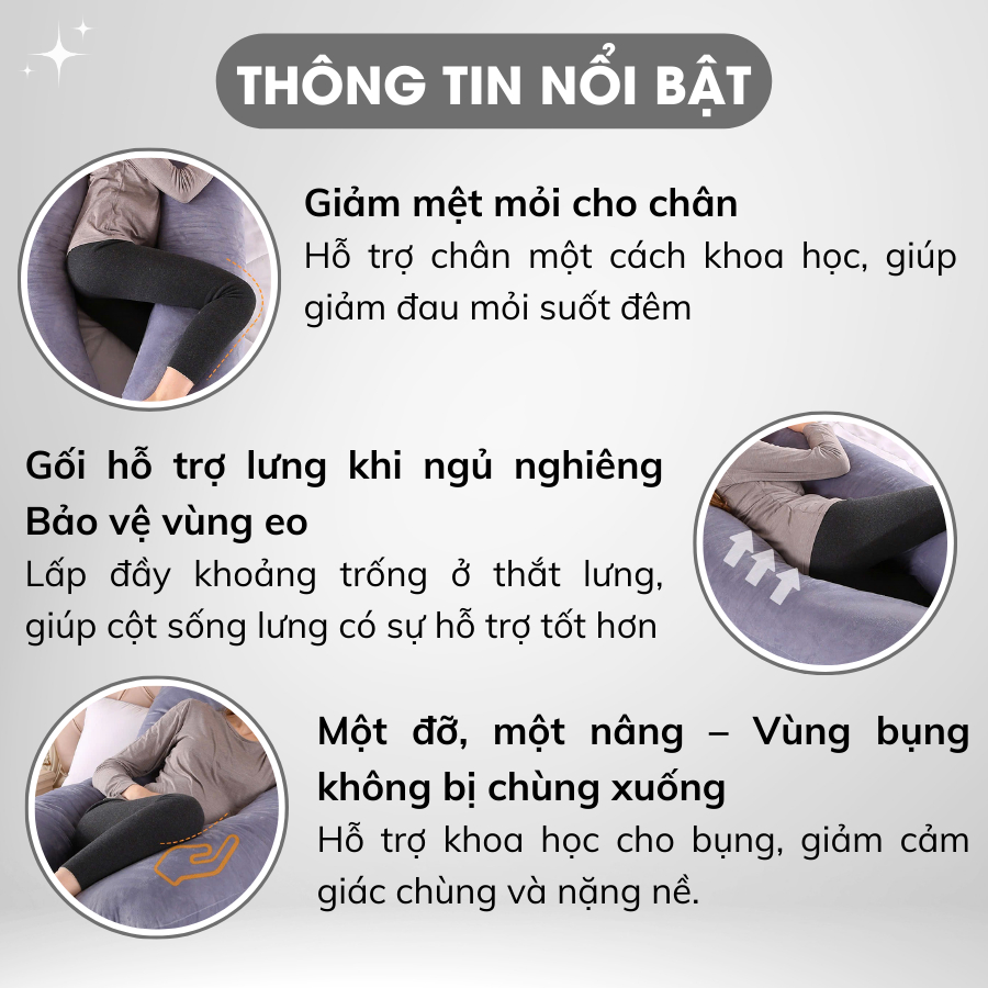 Ảnh Gối Chữ U Cho Bà Bầu Cao Cấp Đa Năng Gối Ôm Chữ U Vải Nhung Mềm Mại Hỗ Trợ Mẹ Bầu Định Hình Tư Thế Ngủ Thoải Mái Khi Nằm 4